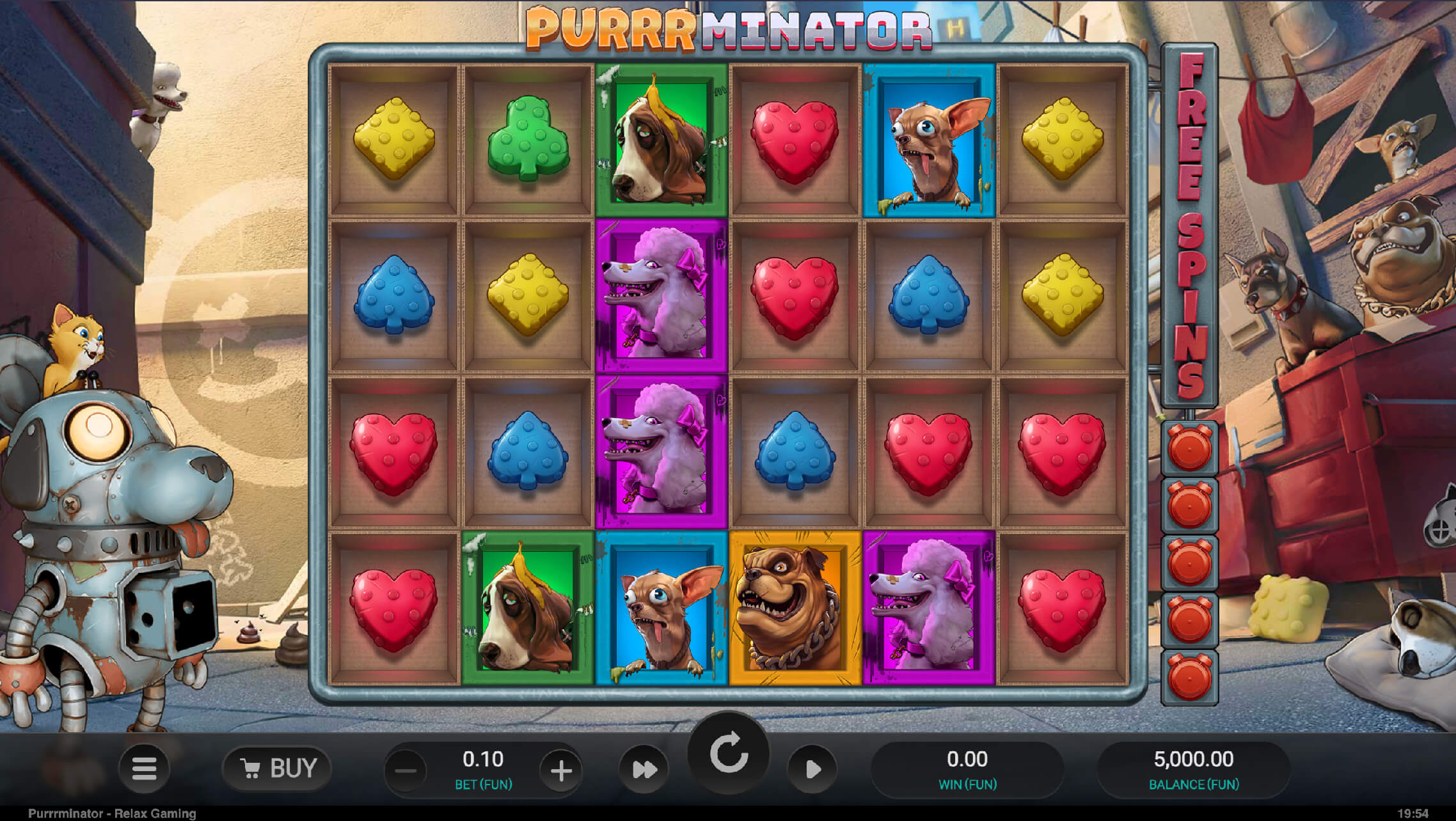 Zrzut ekranu gry Purrrminator – slot online z kotami w wersji demo w kasynie Vavada Polska
