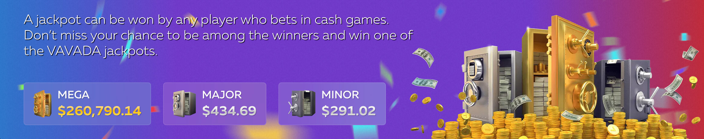 Jackpoty Vavada – Mega jackpot ponad 260 000 dolarów oraz nagrody Major i Minor