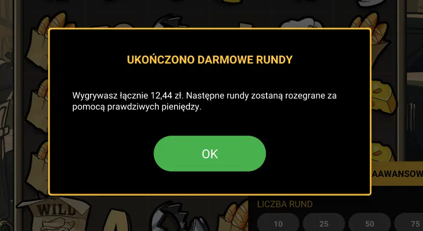 Wynik 100 darmowych spinów Vavada – wygrana 12,44 zł